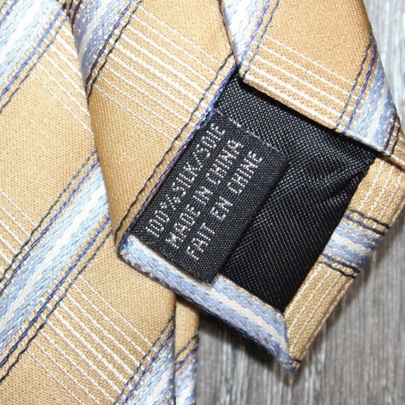 Balmain Tan Striped Men's Tie 100% Silk - Picture 3 of 4
